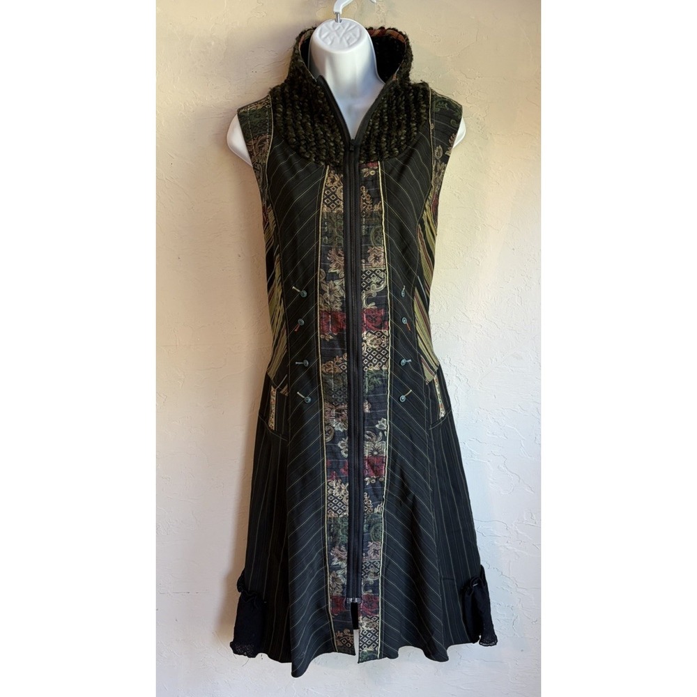 Vintage 90s Y2K JJ Garella Midi Dress 1 S Whimsigoth Mori Kei Avant Garde France
